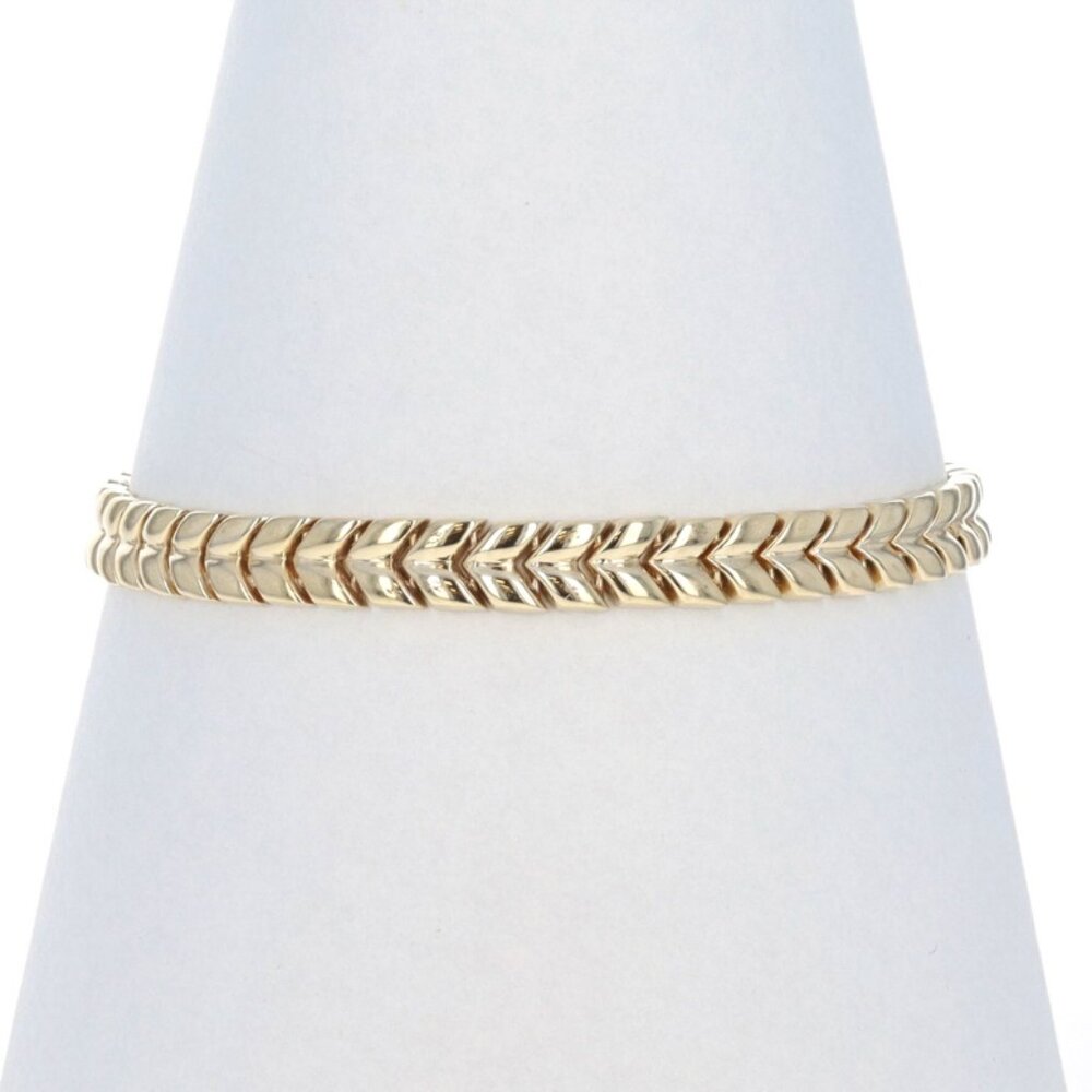 Yellow Gold Chevron Link Bracelet 8" - 14k Italy